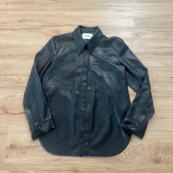 Nanushka Jackets & Blazers - Nanushka Black Vegan Leather Snap Front Shirt Jacket XS Faux Leather Shacket